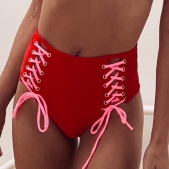 Lovers + Friends Other - Lovers + Friends high waisted lace up swim bottoms